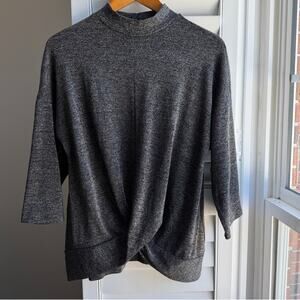 PERSEPTION CONCEPTS Gray Shimmery Heather Twist Front Pullover Sweater Top Large
